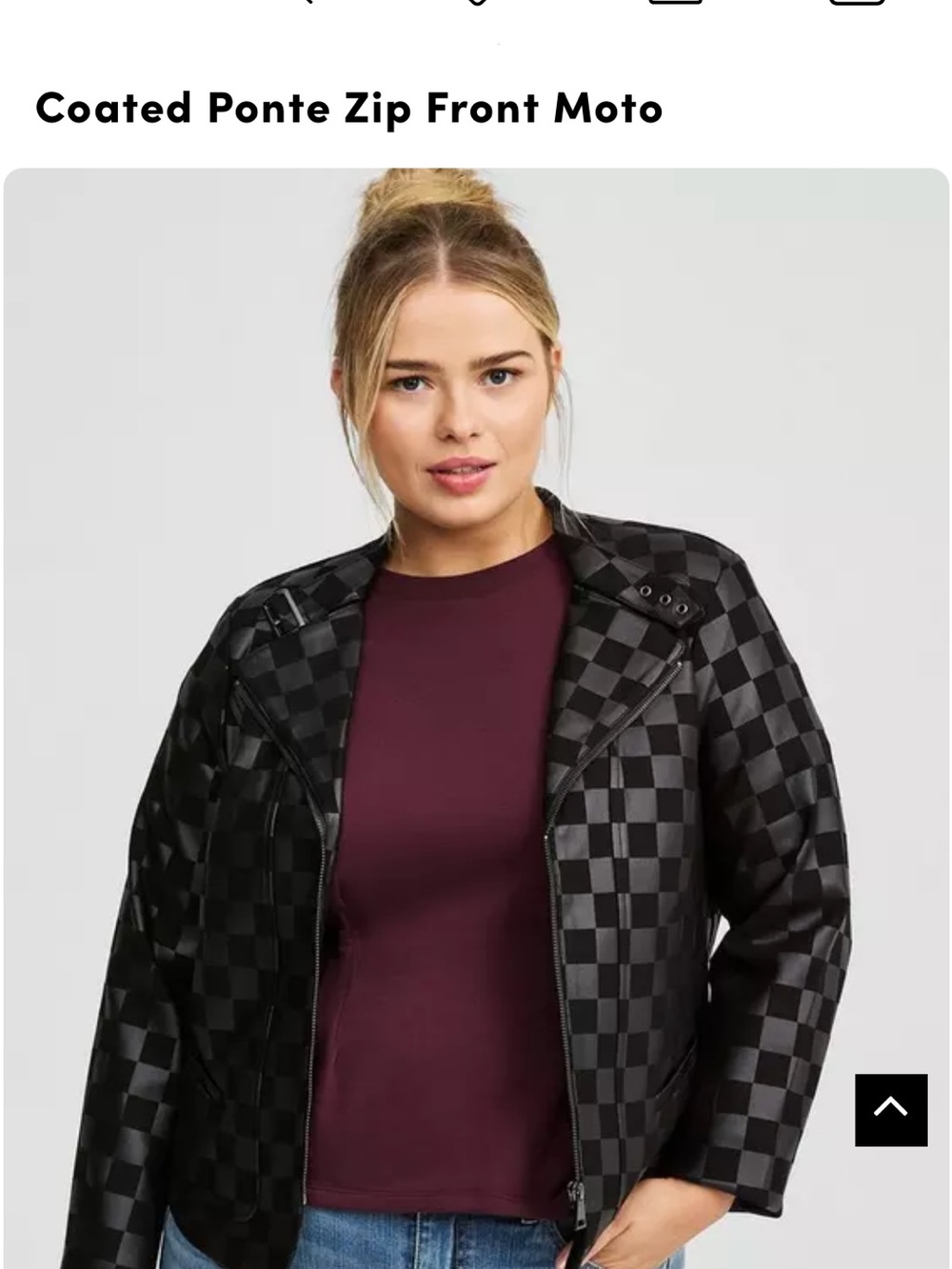 torrid Black Checker Coated Ponte Moto Jacket